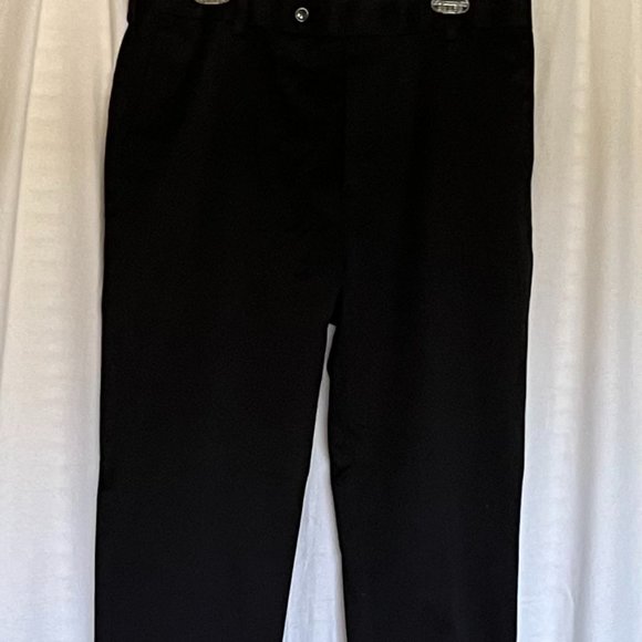 Roundtree & Yorke Comfort Classic Fit Flat Front Black Dress Pants 35 x 30 - Picture 5 of 5